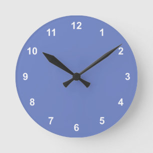Trend Color - Jewel Blue Round Clock With Numbers