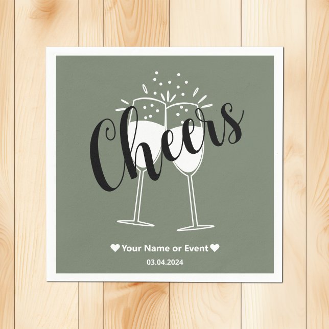 Trend Color Muted Greenish Gray Cheers Napkins (Creator Uploaded)