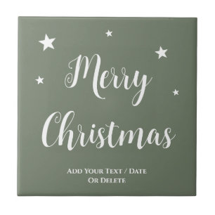 Trend Color Muted Greenish Gray Christmas Ceramic Tile