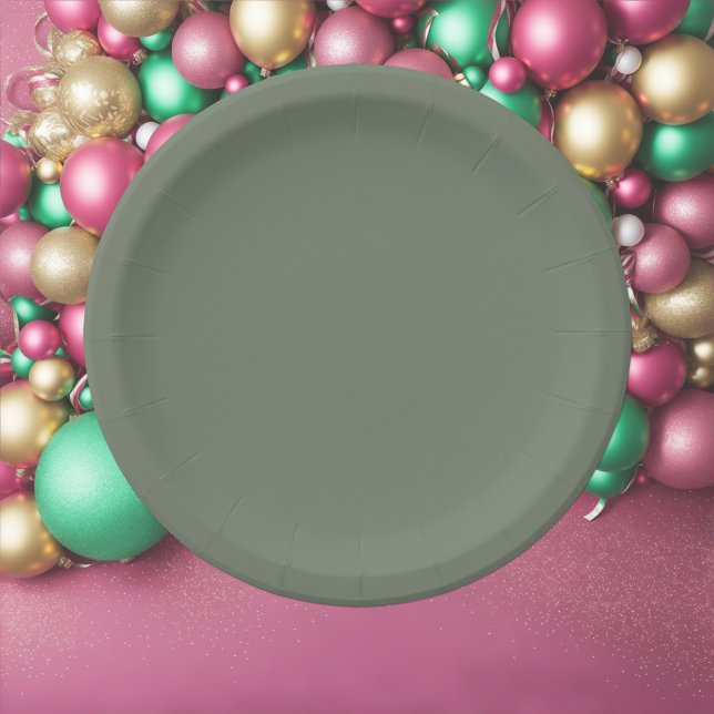 Trend Color Muted Greenish Gray Paper Plates (Creator Uploaded)