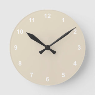 Trend Color Natural Beige Round Clock With Numbers