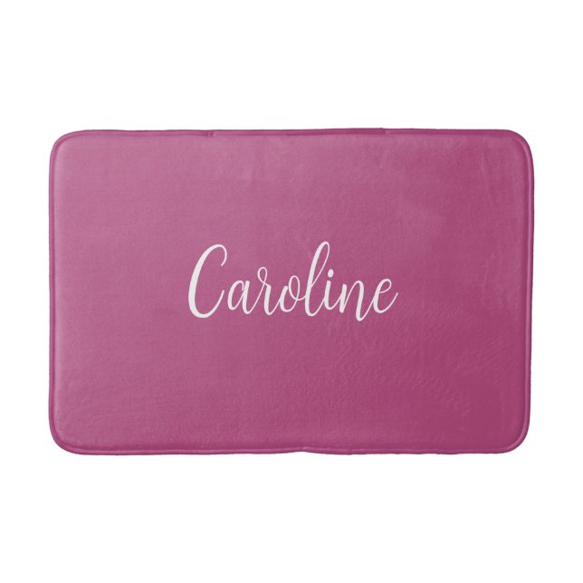 Trend Color Pink Purple Berry Name Bath Mat (Front)