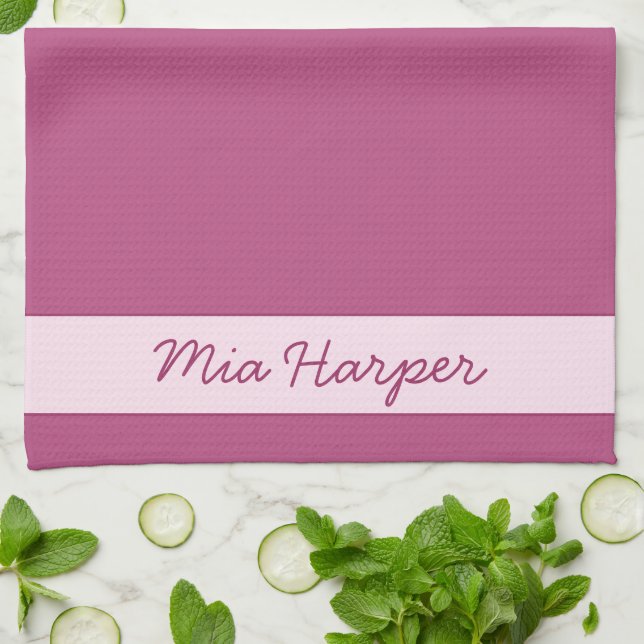 Trend Color Pink Purple Berry - Name Kitchen Towel (Folded)