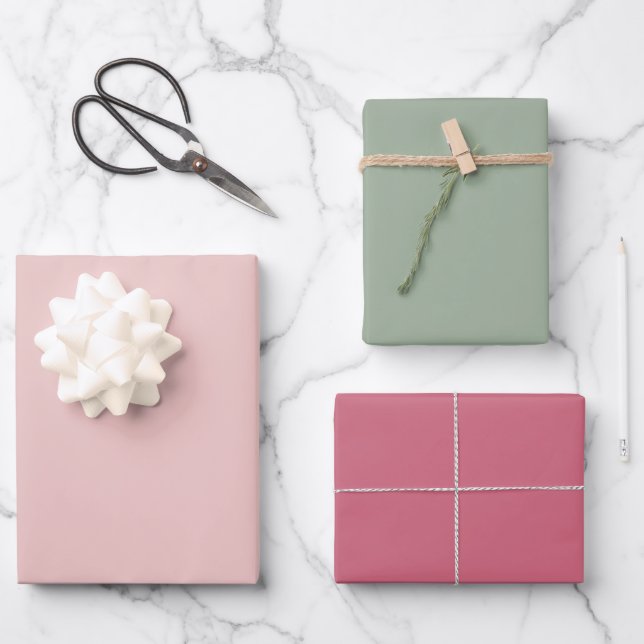 Trend Color Pink - Sage Wrapping Paper Sheets (Front)