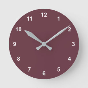 Trend Color - Red Wine Round Clock With Numbers