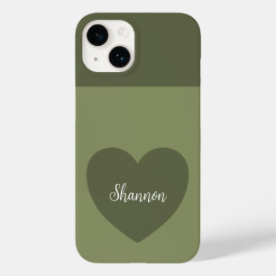 Trend Color Reed Green Heart & Name Minimalist Case-Mate iPhone 14 Case