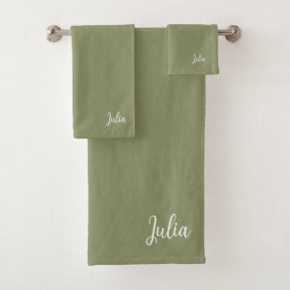 Trend Color Reed Green Name Bath Towel Set