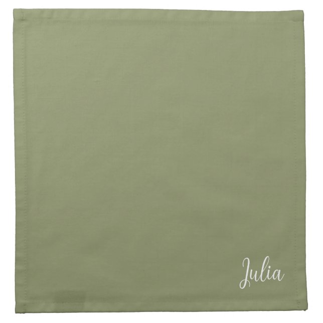 Trend Color Reed Green Name Cloth Napkin (Front)