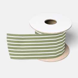 Trend Color - Reed Green Striped Satin Ribbon