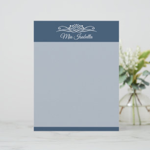 Trend Color Serious Blue Classic Name Letterhead