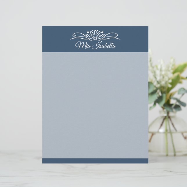 Trend Color Serious Blue Classic Name Letterhead (Standing Front)