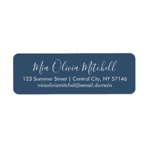 Trend Color Serious Blue Elegant Address Labels