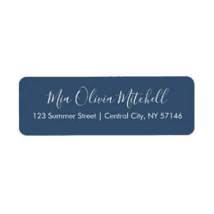 Trend Color Serious Blue Elegant Address Labels