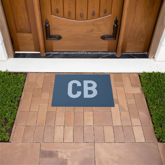 Trend Color Serious Blue Monogram Doormat (Outdoor)