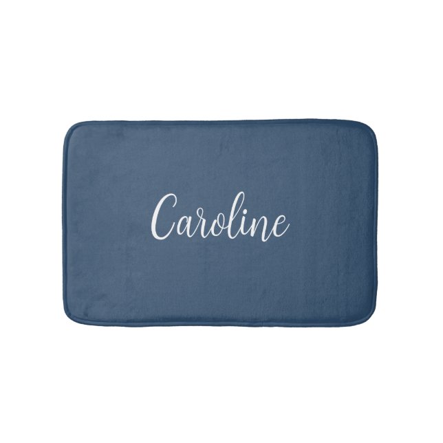 Trend Color Serious Blue Name Bath Mat (Front)