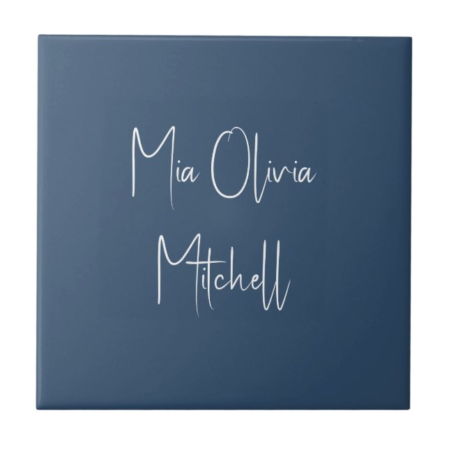 Trend Color Serious Blue Name Ceramic Tile (Front)
