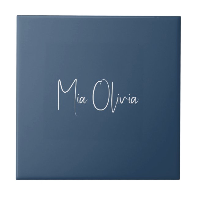 Trend Color - Serious Blue Name Ceramic Tile (Front)