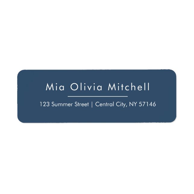 Trend Color Serious Blue Simple Address Labels (Front)