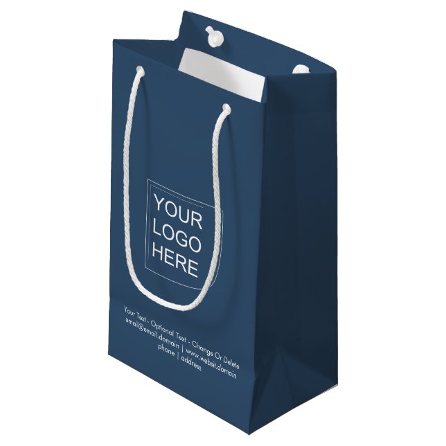 Trend Color - Serious Blue Small Logo Gift Bag (Front Angled)