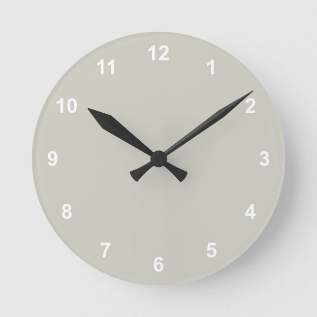 Trend Color - Silver Gray Round Clock With Numbers (Front)