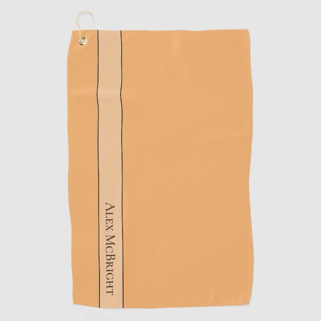 Trend Color Soft Orange Modern Name Golf Towel (Front)