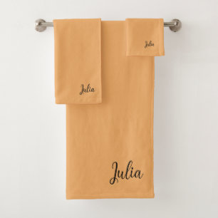 Trend Color Soft Orange Name Bath Towel Set