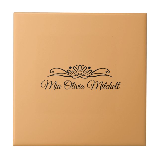 Trend Color - Soft Orange Name Ceramic Tile (Front)