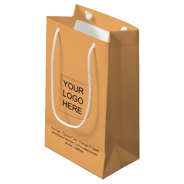 Trend Color - Soft Orange Small Logo Gift Bag (Front Angled)
