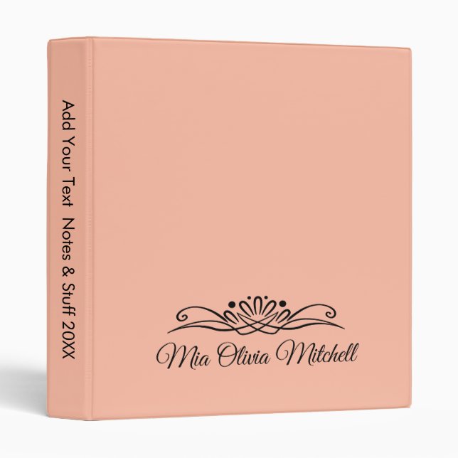 Trend Color - Soft Peach 3 Ring Binder (Front/Spine)