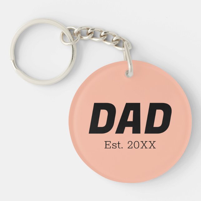 Trend Color - Soft Peach Dad Est. Keychain (Front)