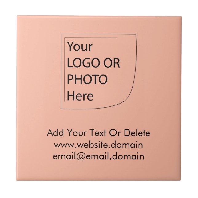 Trend Color - Soft Peach Logo Ceramic Tile (Front)