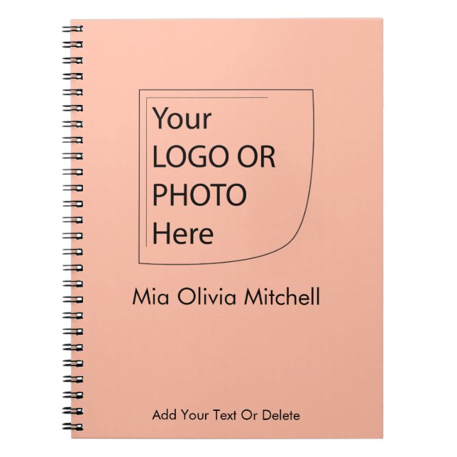 Trend Color Soft Peach - Logo/Photo Notebook (Front)