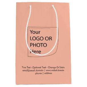 Trend Color - Soft Peach Medium Logo Gift Bag