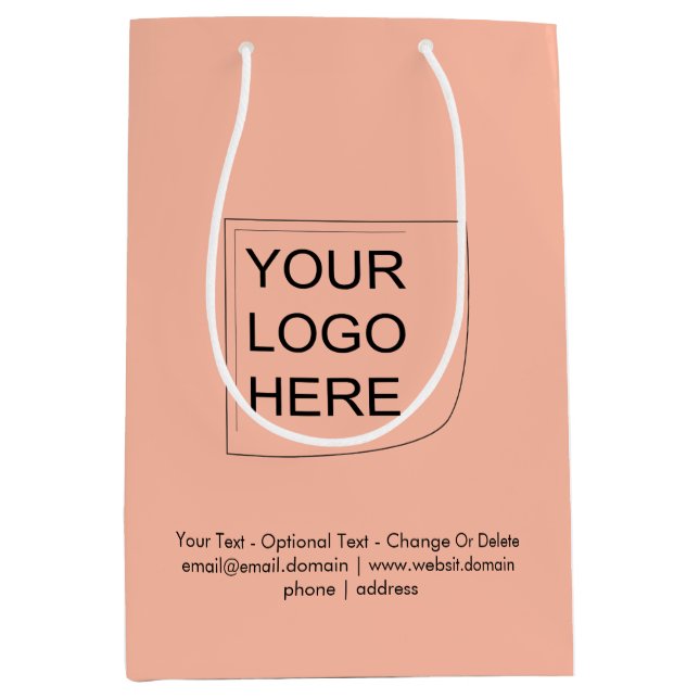Trend Color - Soft Peach Medium Logo Gift Bag (Front)