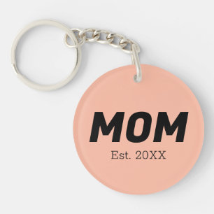 Trend Color - Soft Peach Mom Est. Keychain