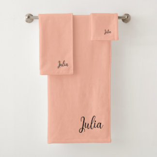 Trend Color Soft Peach Name Bath Towel Set