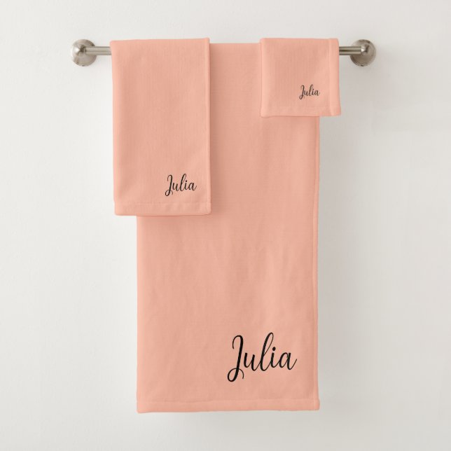 Trend Color Soft Peach Name Bath Towel Set (Insitu)