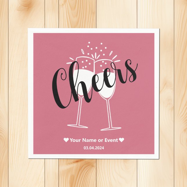Trend Color Soft Pink Cheers Paper Napkins (Creator Uploaded)