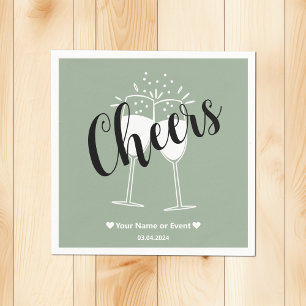 Trend Color Soft Sage Cheers Paper Napkins