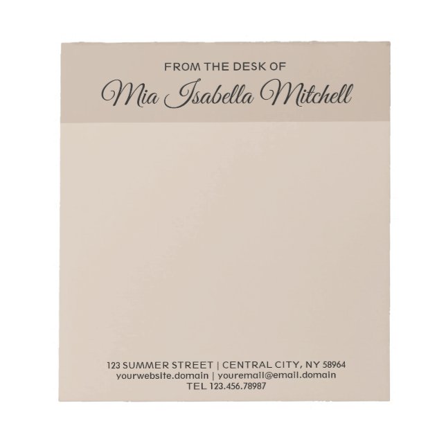 Trend Color - Soft Taupe Business Notepad (Front)