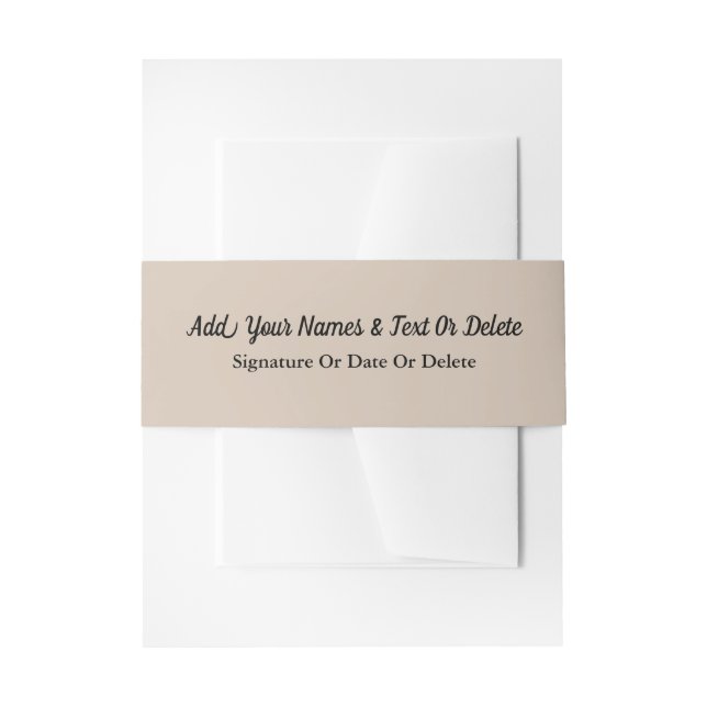 Trend Color Soft Taupe Invitation Belly Band  (Front Example)