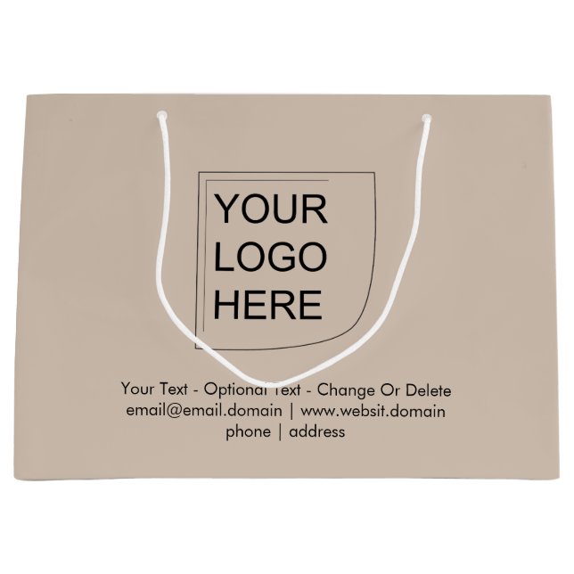 Trend Color - Soft Taupe Large Logo Gift Bag (Front)