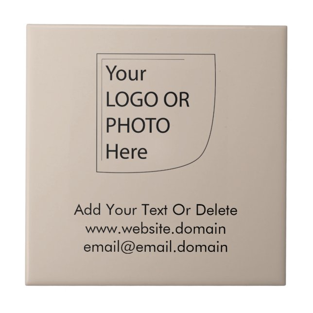 Trend Color - Soft Taupe Logo Ceramic Tile (Front)