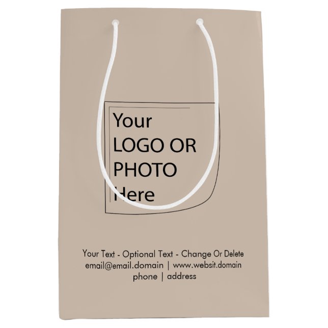 Trend Color - Soft Taupe Medium Logo Gift Bag (Front)