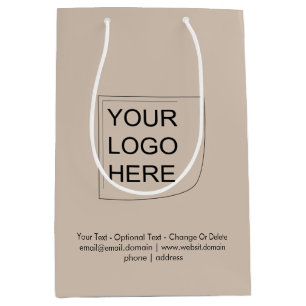 Trend Color - Soft Taupe Medium Logo Gift Bag