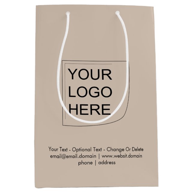 Trend Color - Soft Taupe Medium Logo Gift Bag (Front)