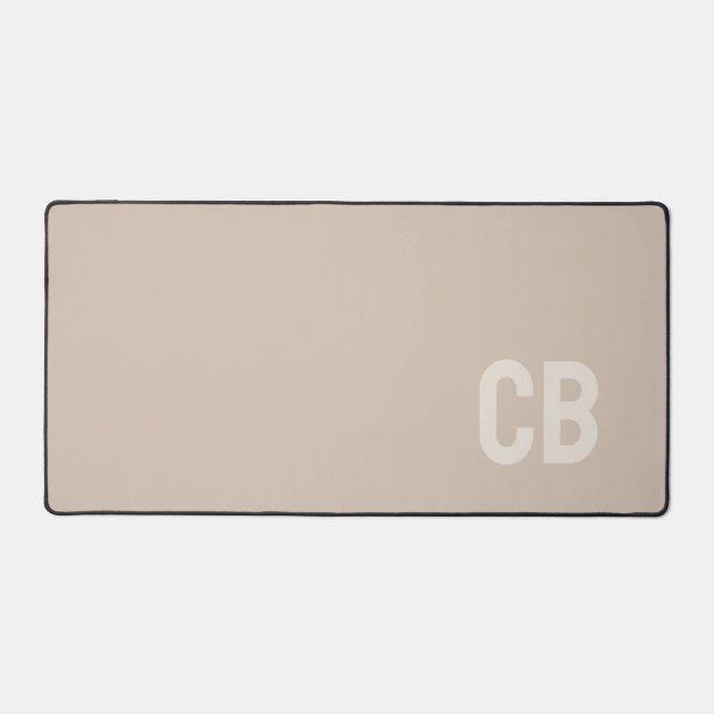 Trend Color Soft Taupe Monogram Desk Mat (Front)