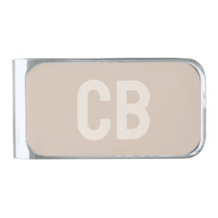 Trend Color Soft Taupe Monogram Money Clip