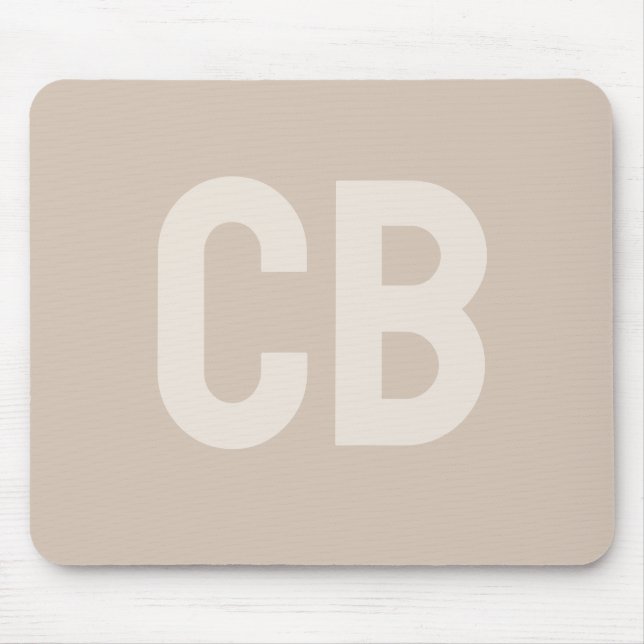 Trend Color Soft Taupe Monogram Mousepad (Front)