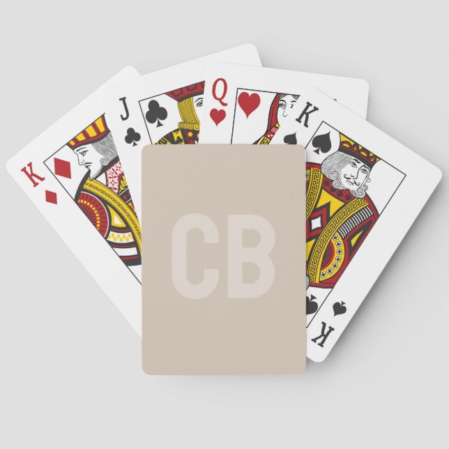 Trend Color Soft Taupe Monogram Playing Cards (Back)